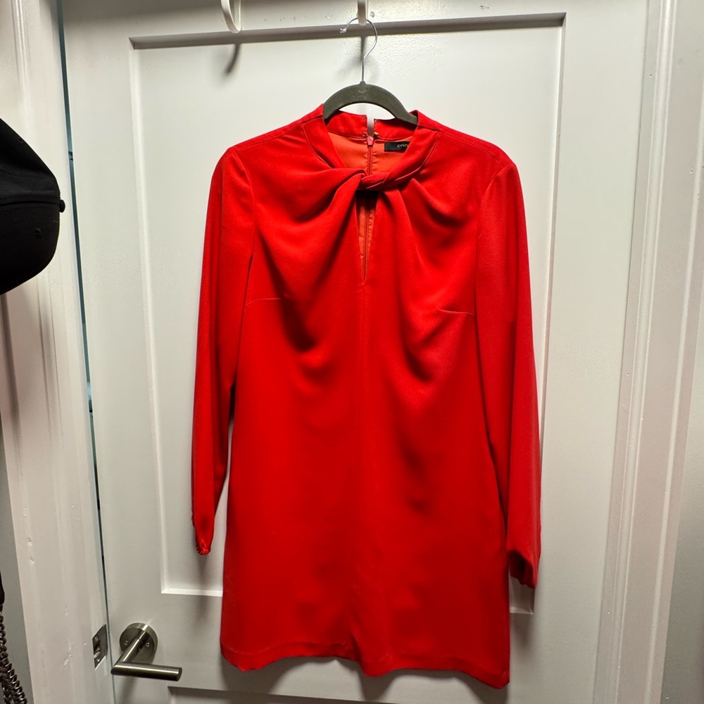 Coral Red Long-Sleeve Cocktail Dress
